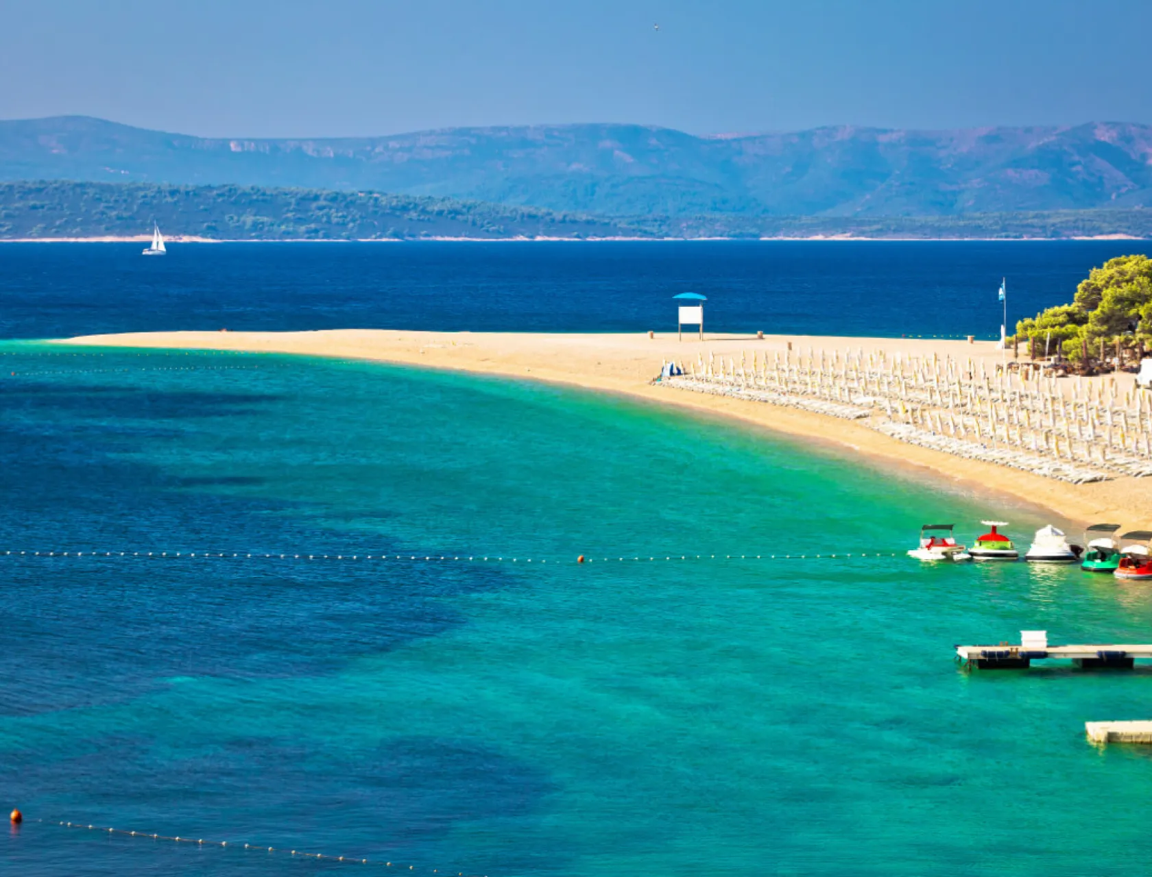 Zlatni Rat famous turquoise beach in Bol on Brac island view Dalmatia Croatia 