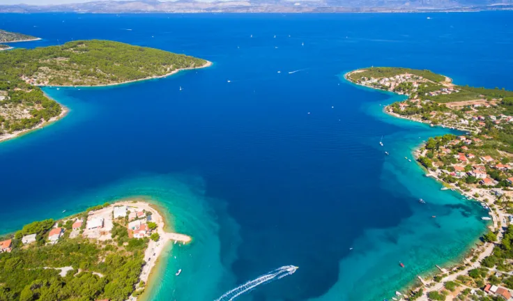 Aerial view of Solta island bays