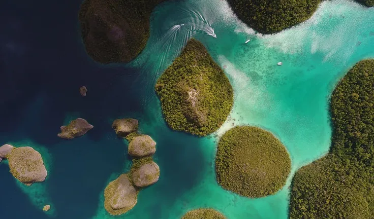 Aerial-shot-of-the-Wayag-Islands-Raja-Ampat-West-Papua-Indonesia