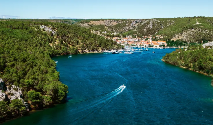 Town of Skradin on Krka river in Dalmatia Croatia