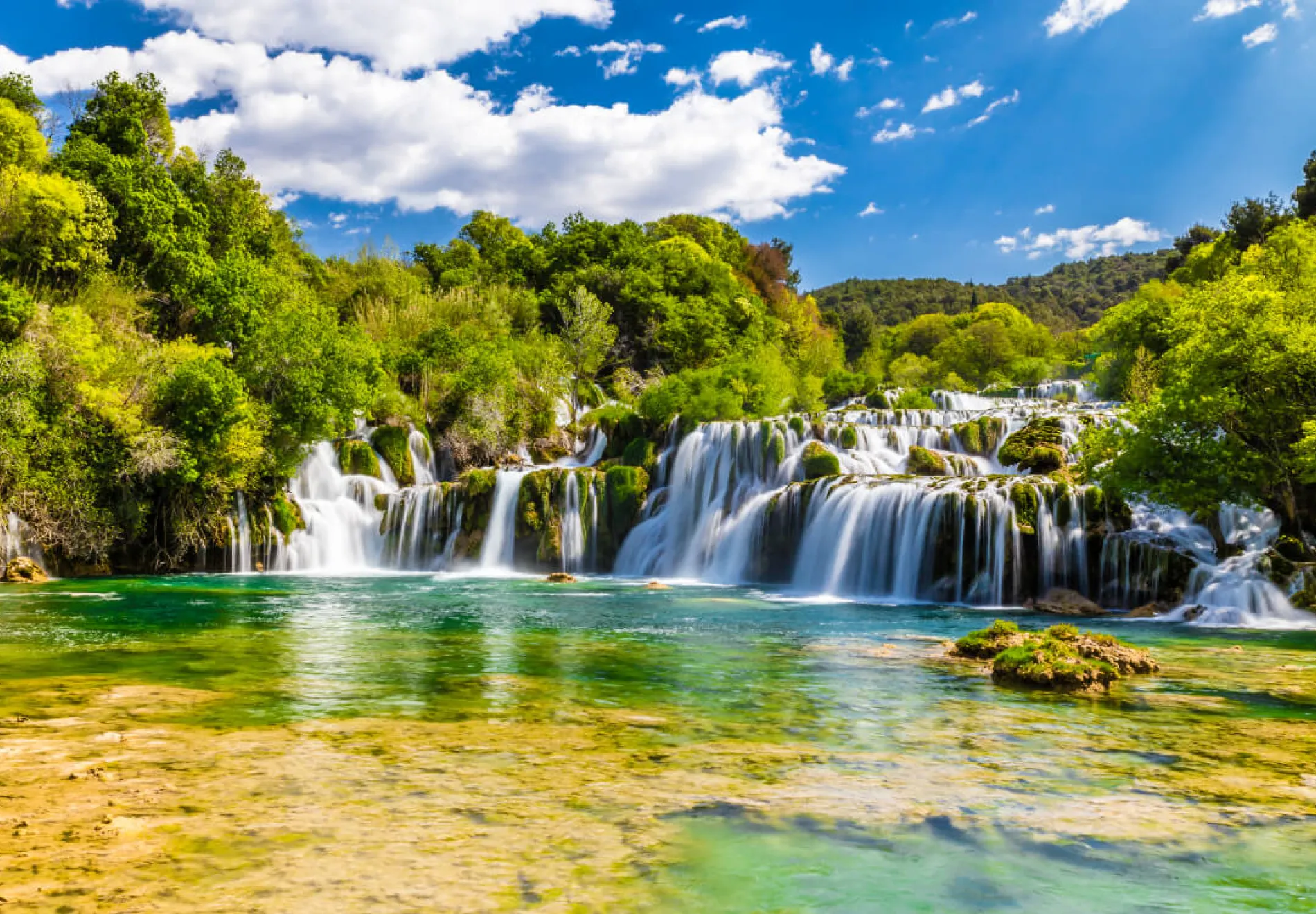 Beautiful Skradinski Buk Waterfall In Krka National Park