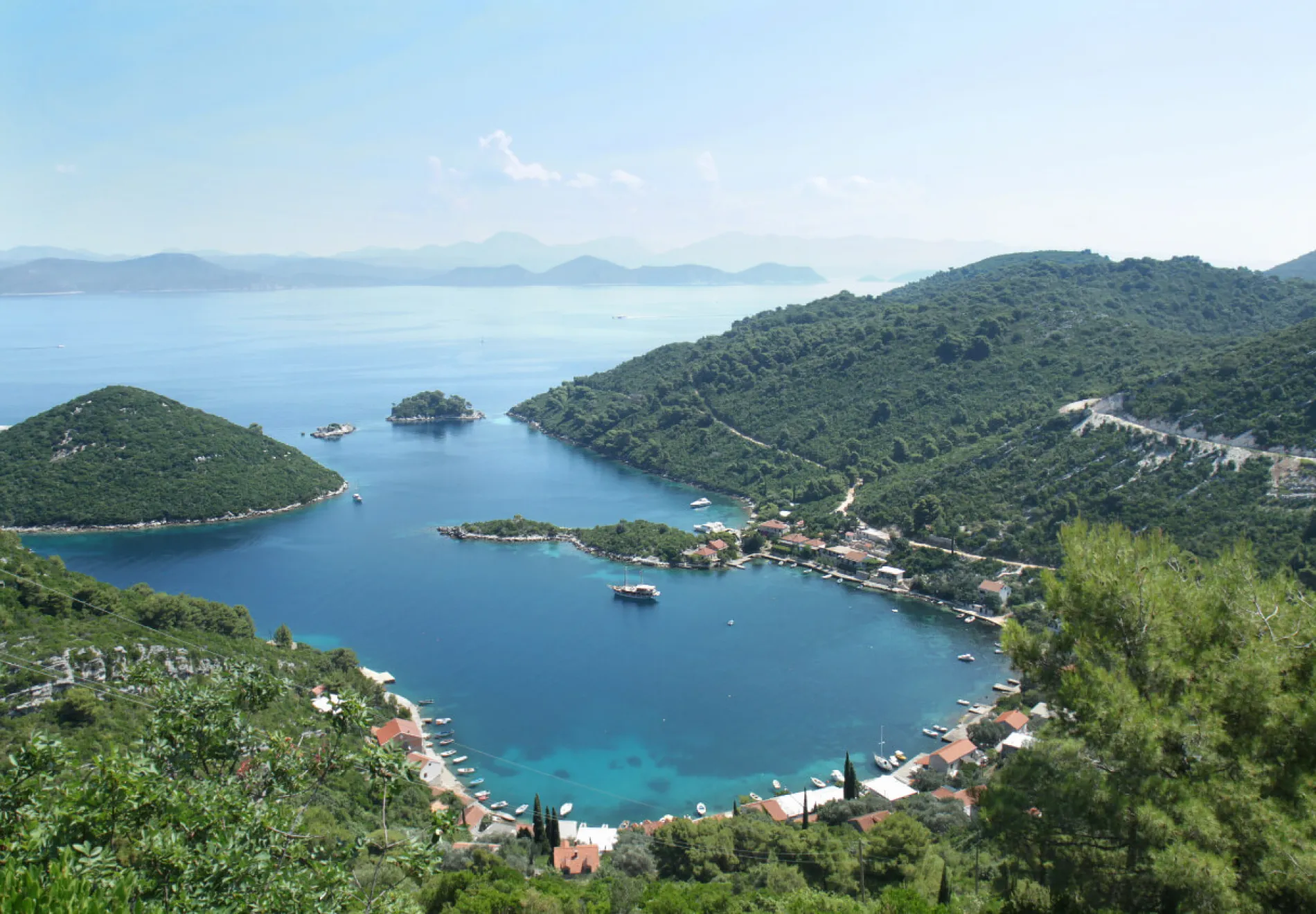 Panoramic view of the Prozura bay, island Mljet