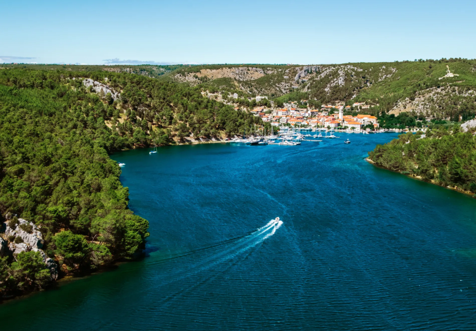 Town of Skradin on Krka river in Dalmatia Croatia