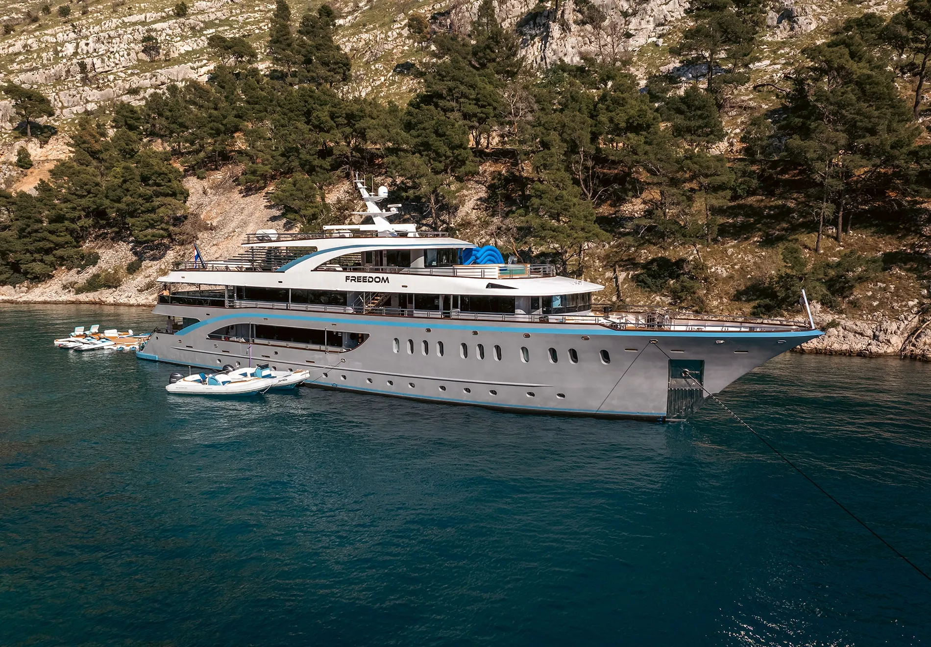 For example, one of our most popular options, the superyacht Freedom