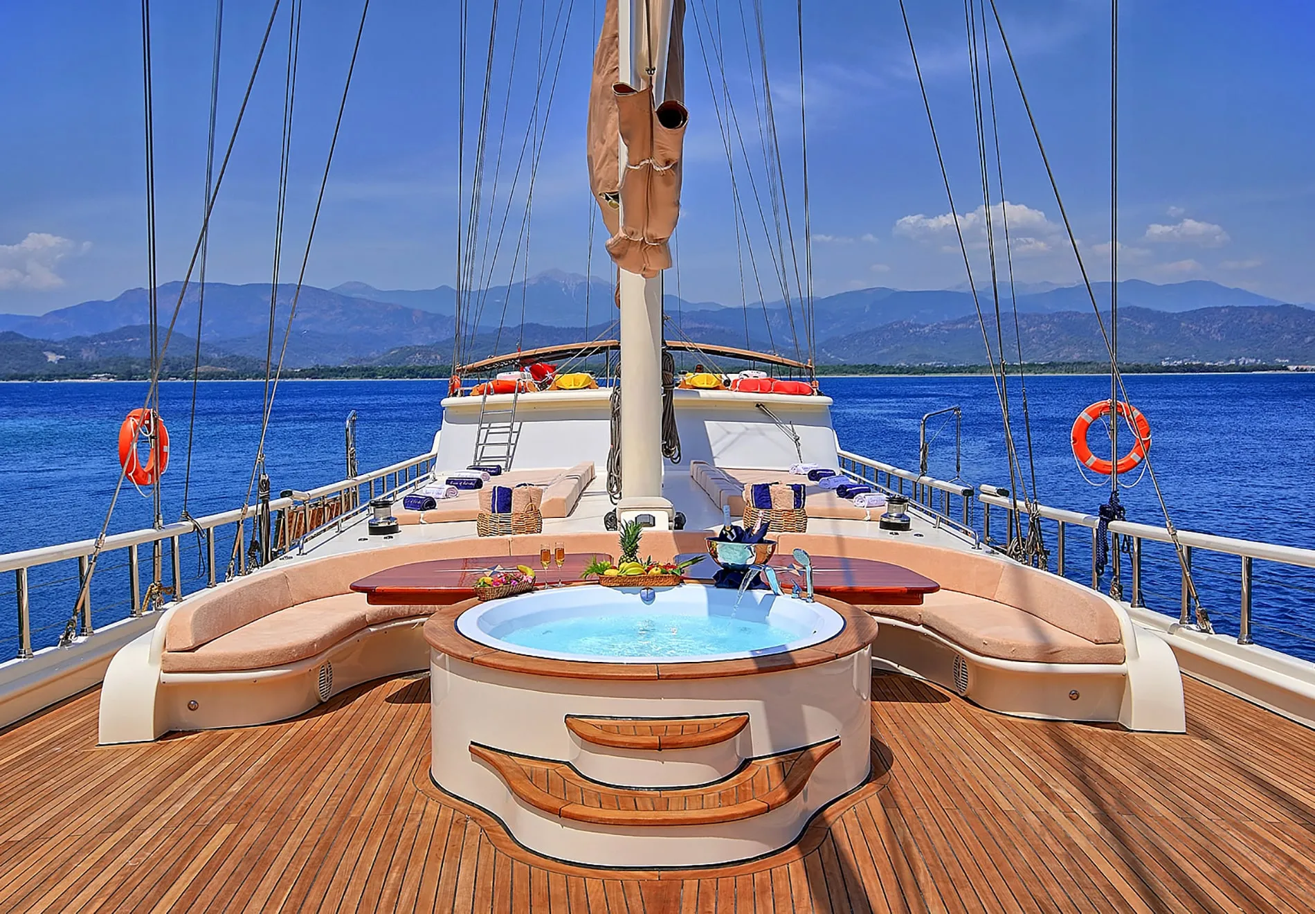 Queen of Salmakis is fully equipped for sailing with two masts and is classified by Lloyd, ensuring top-quality amenities and a modern yachting exper