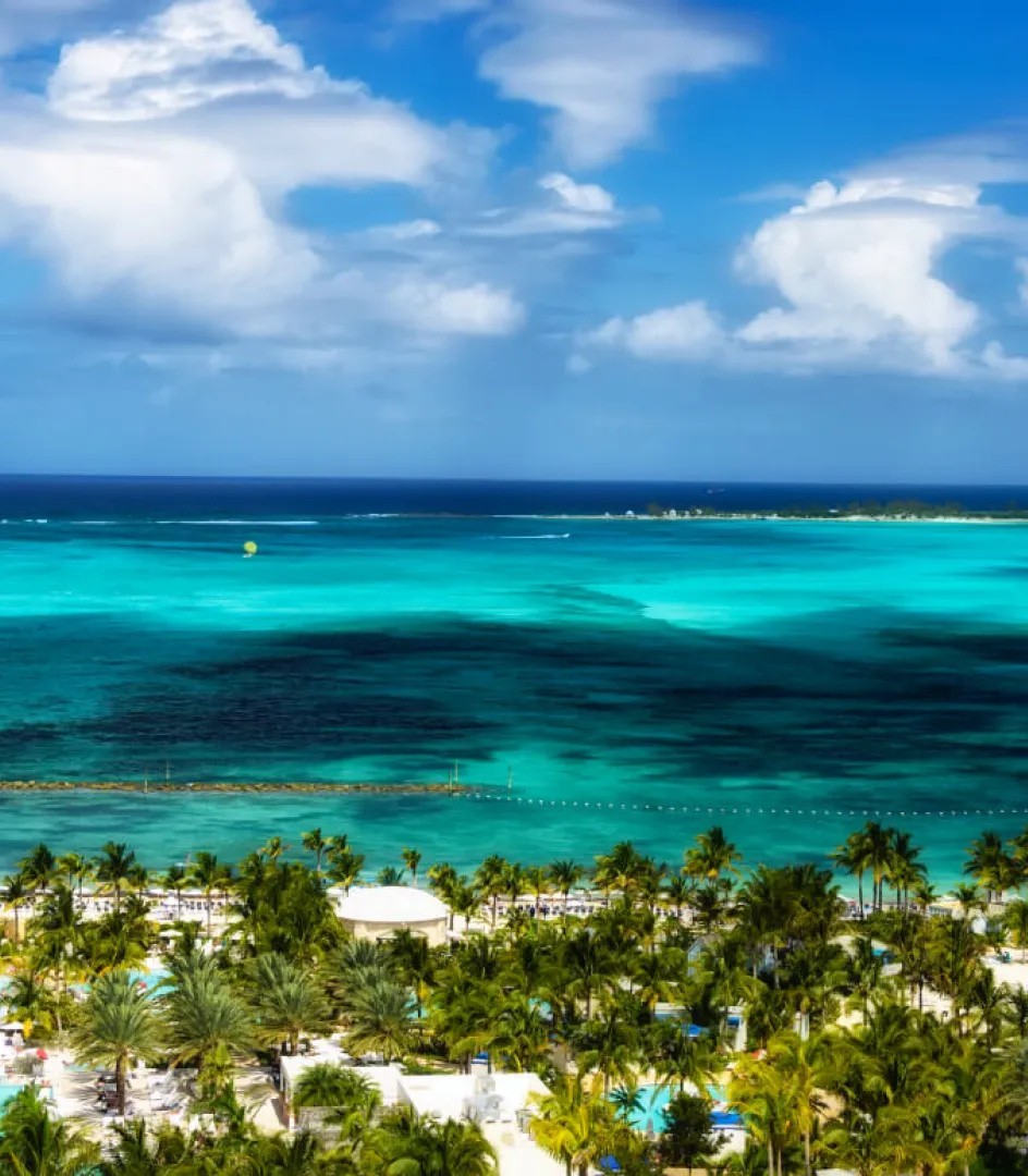 Picturesque view of the Caribbean Sea and Nassau
