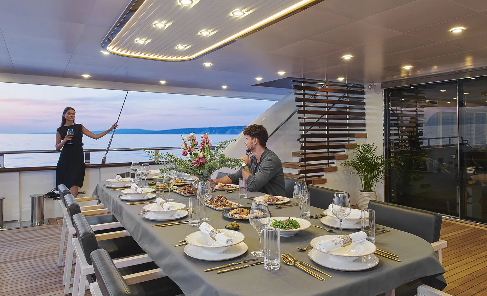 ANIMA MARIS Dining area on Aft deck