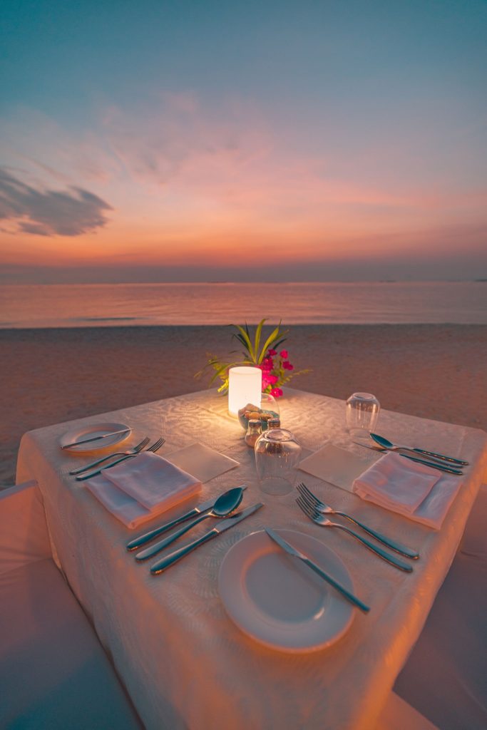 Romantic dinner on beach