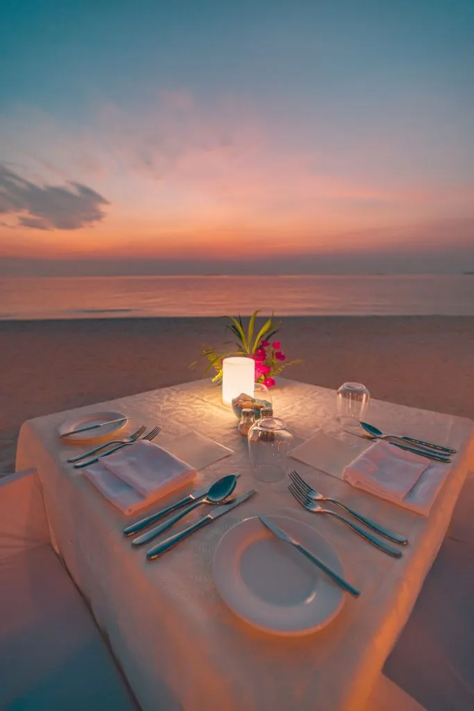 Romantic dinner on beach
