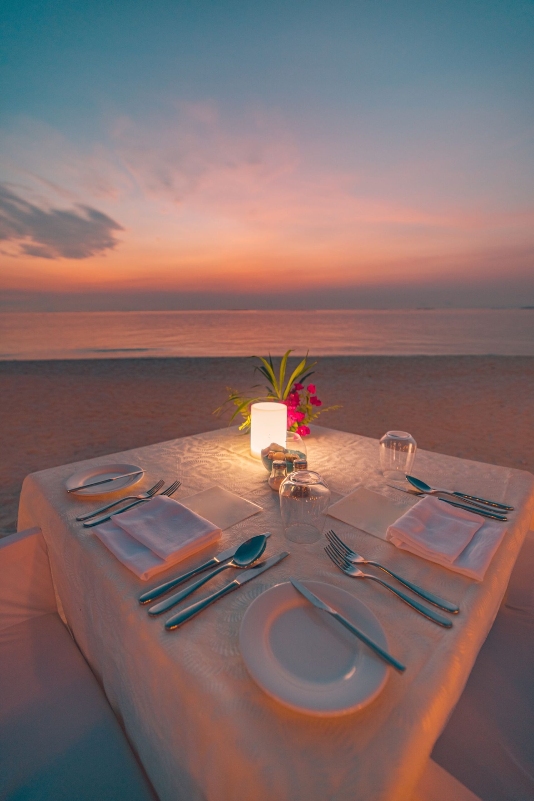 Romantic dinner on beach