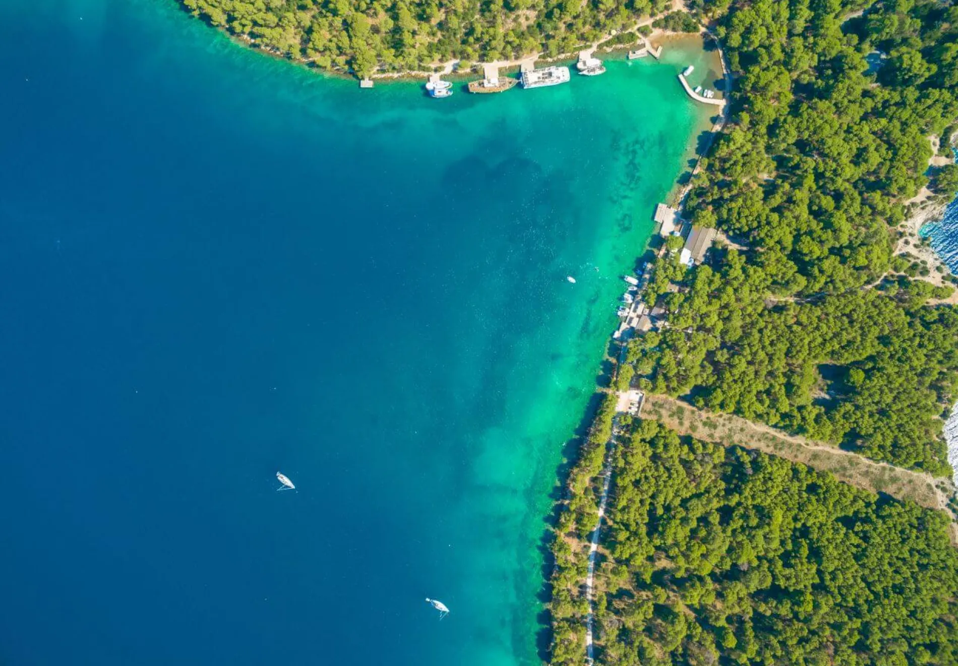 Trails and walking paths in telascica nature park in croatia