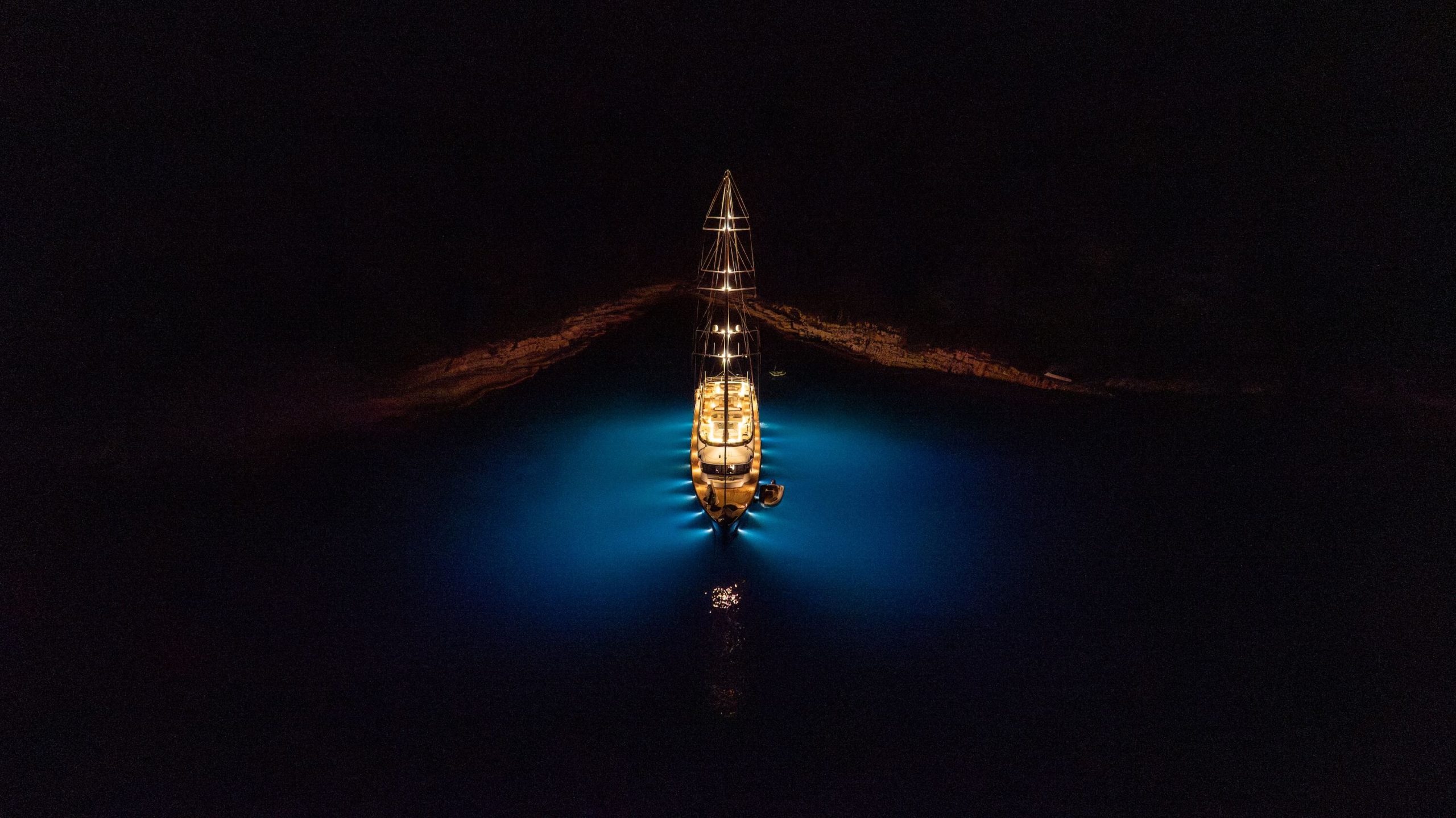 Yacht at night