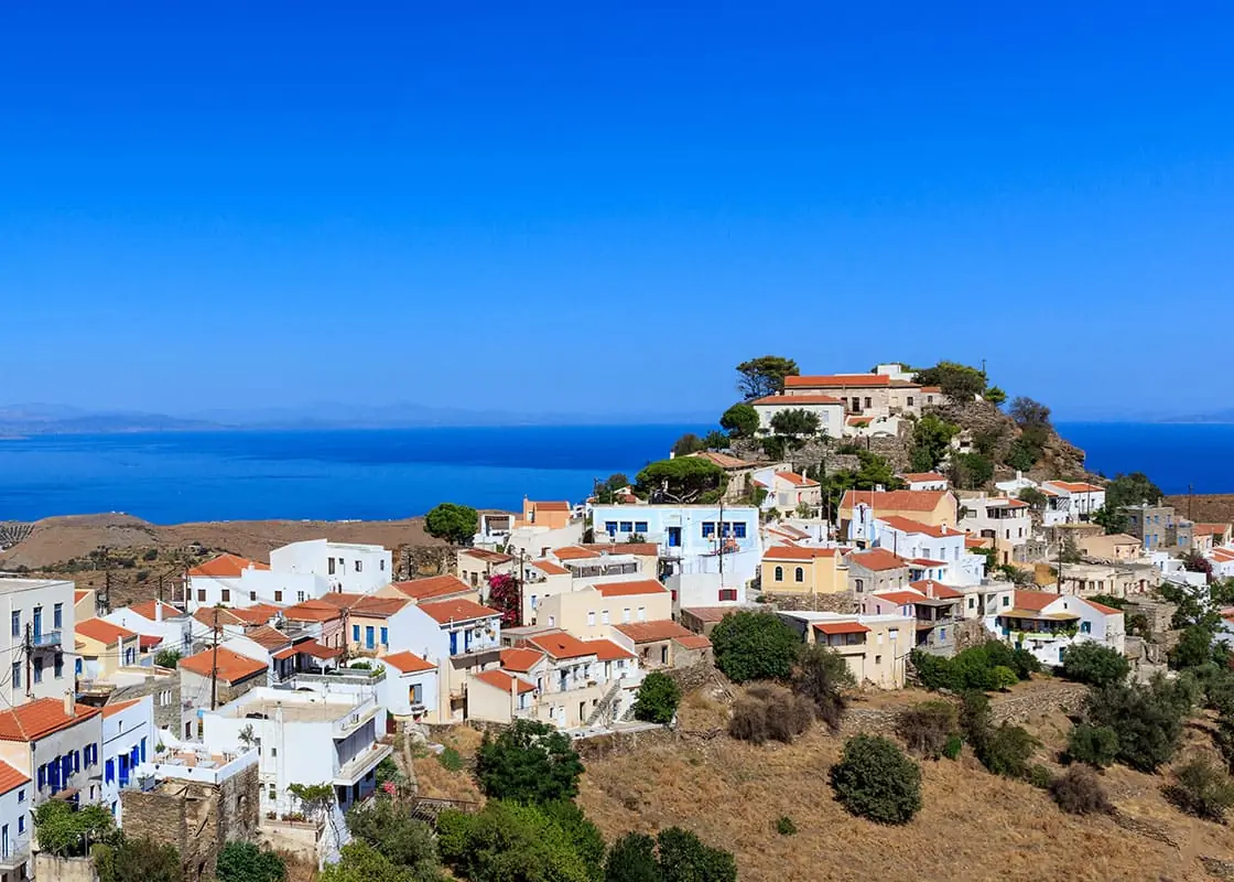Greece Kea island. Ioulis village panoramic view