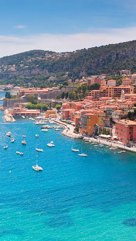 Panoramic view of Villefranche-sur-mer, french riviera, France